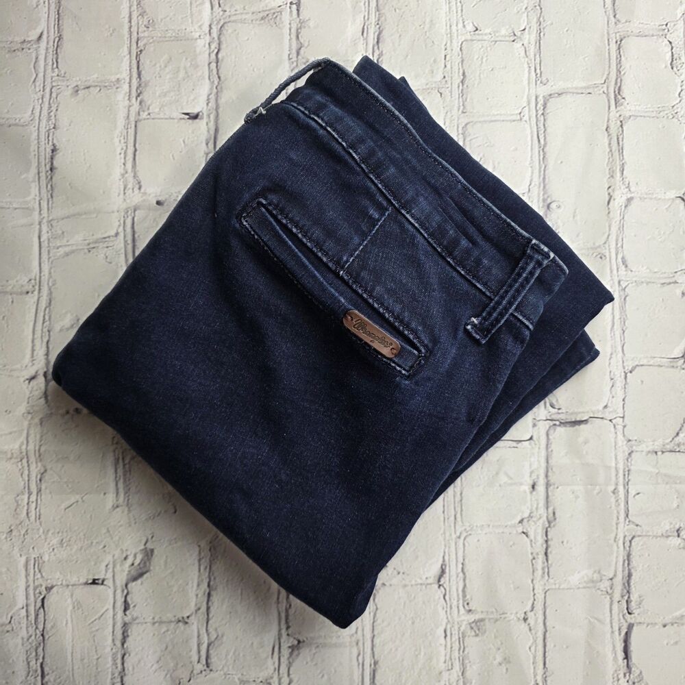 Wrangler Retro Womens Sz 7x36 Mae Mid-Rise Dark Denim Wide Leg Jeans